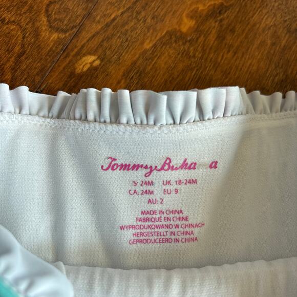 Tommy Bahama Girls Swimsuit One Piece Green Floral Ruffle 24 Months - Picture 3 of 4